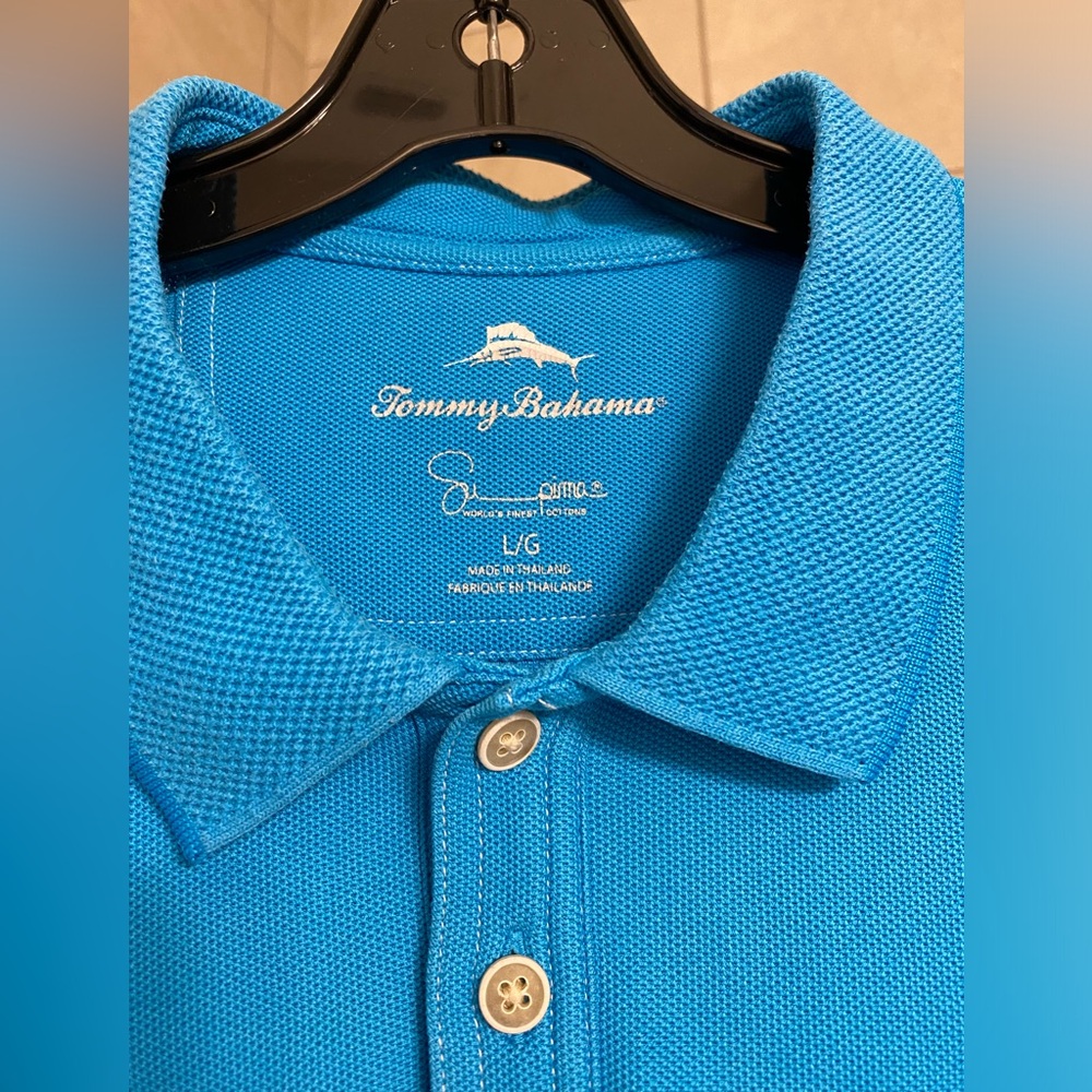 EUC Tommy Bahama men's 3-button placket polo shirt, size Large - Picture 3 of 9